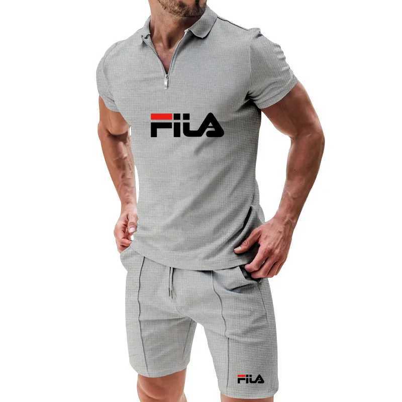 2026 Summer Men's Waffle-Knit Polo Short Set - Fashionable Casual Running Two-Piece TracksuitT260225