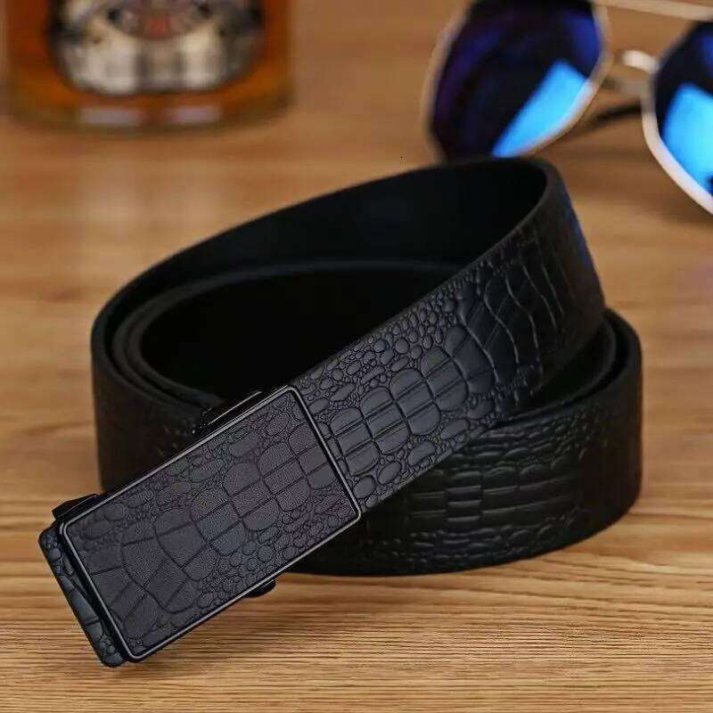 Genuine Leather Automatic Buckle Crocodile Pattern Multifunctional Light Luxury Men's Business Trouser Belt Y260225