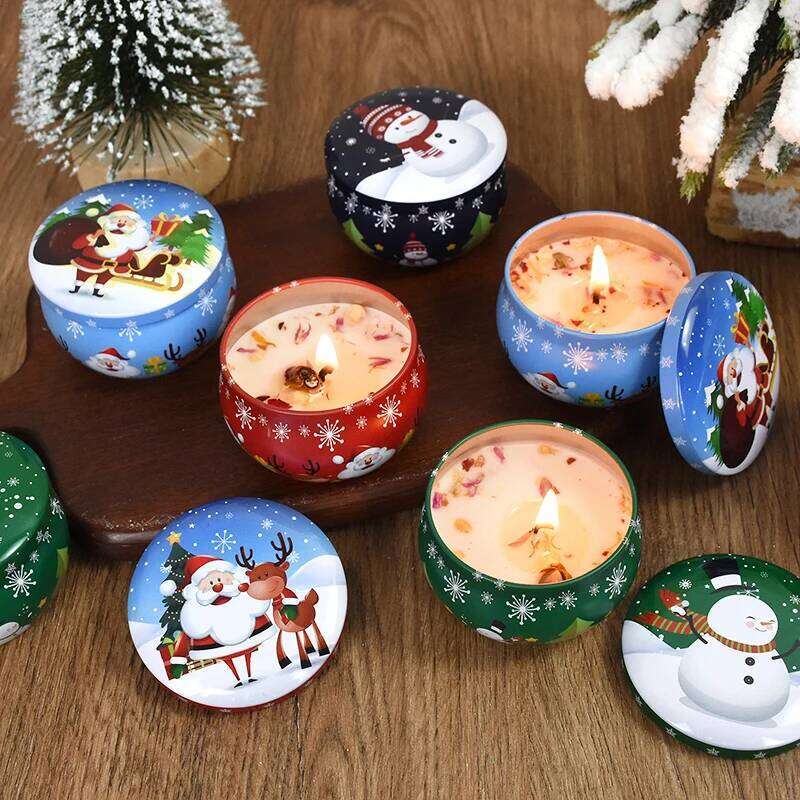 Aromatherapy Christmas Scented Tin Jar Cans Candle Merry Xmas Decor For Home New Year Navidad Gifts H260225