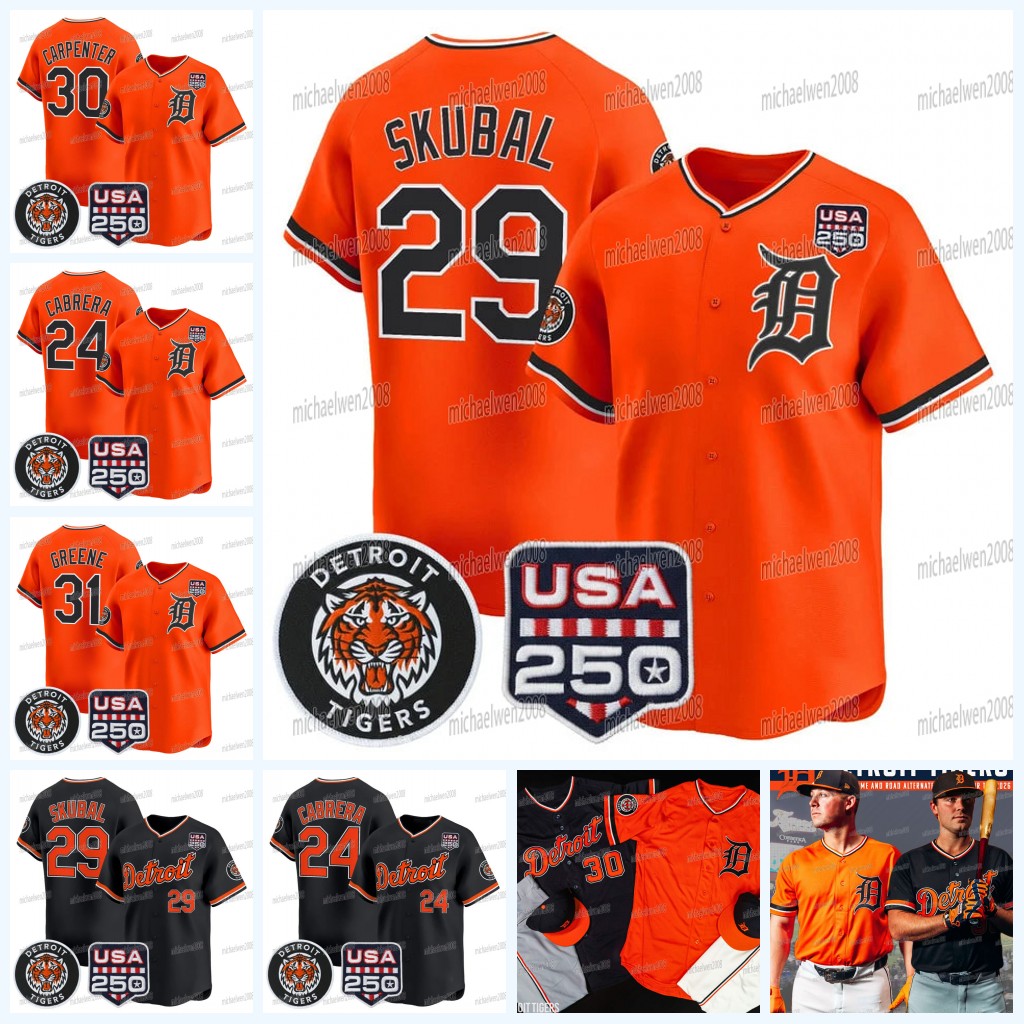 BIG TALL Tiger 2026 New Orange Baseball Jersey Tarik Skubal Matt Vierling Riley Greene Carpenter Spencer Torkelson McKinstry Baez Al Kaline Miguel Cabrera