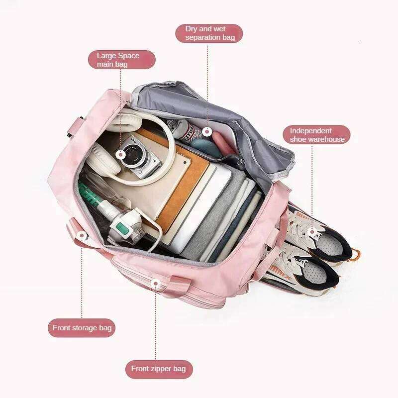 Sports Gym Dry Wet Handbags For Women Female Swimming Shoulder Crossbody Fitness Outdoor Travel Bag Weekender Duffel Y260225