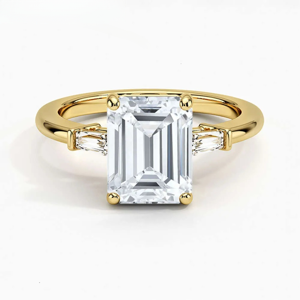 Customized 18k white gold lab grown diamond engagement 2.5ct Emerald cut cvd ring jewelry for women