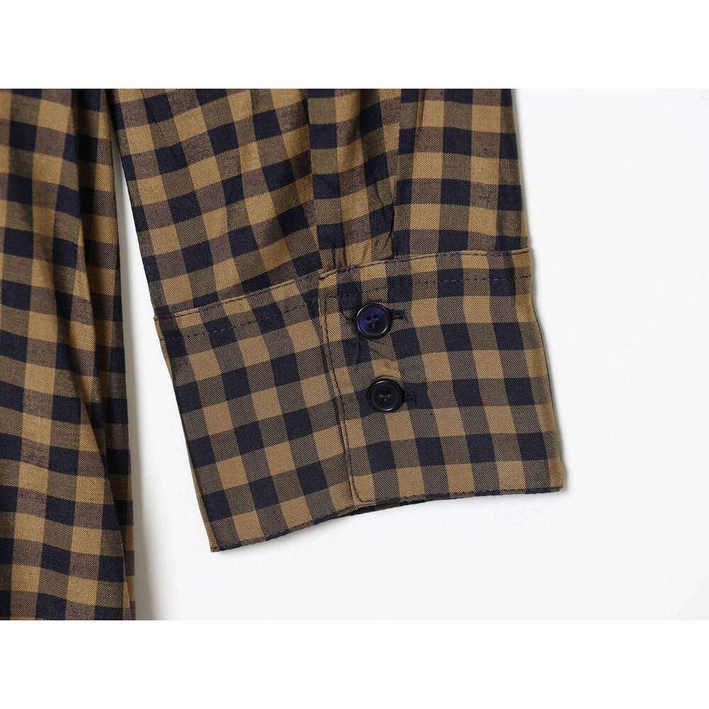 ETJ couture spring new plaid shirt style dress Elegant type restoring ancient ways is A word version long sleeve skirt belt XJ260225