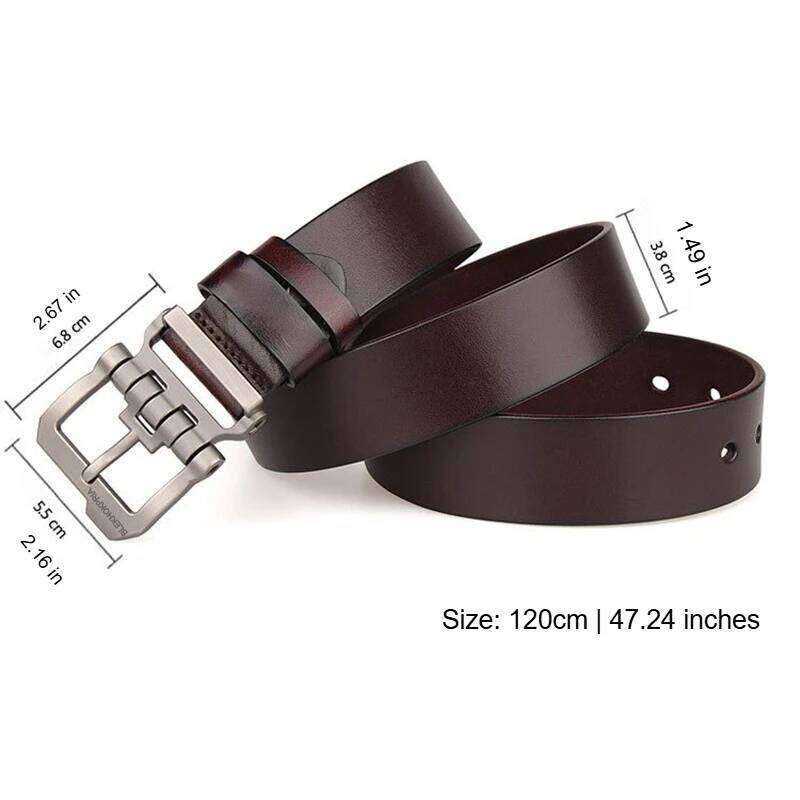 Man Genuine Leather Men's High Quality Waist Straps Belts with Alloy Pin Buckle Famous Luxury Brand Design Belt for Jeans Y260225
