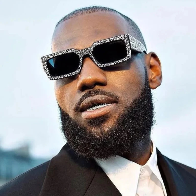 Square Sunglasse Men Fashion Diamond Rectangle Glitter Sun Glasses UV400 Shades Eyeglasses 260129