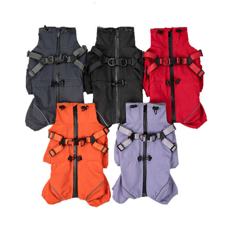 Famous brand Pet windbreaker jacket for warmth cold protection four legged windproof coat with integrated chest and back harness new Amazon pet clothi