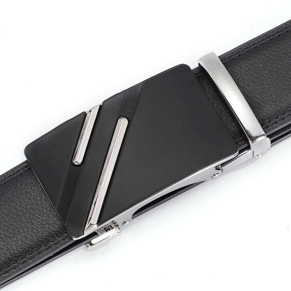 Men's Genuine Leather Ratchet Belt, Luxury Automatic Buckle, Adjustable Dress & Casual Belt in Black or Brown Y260225