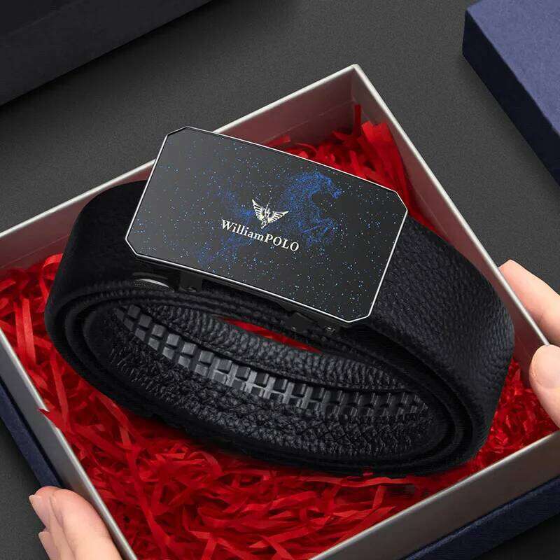 Genuine leather men's fashionable formal wear, automatic buckle belt, personalized casual pants belt Y260225