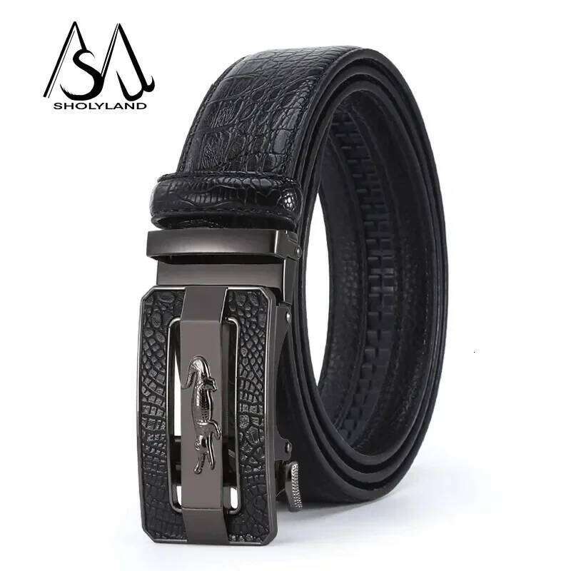 Fashionable Crocodile Alloy Buckle Versatile Durable Paired with Business Suit Pants and Men's Belt Y260225