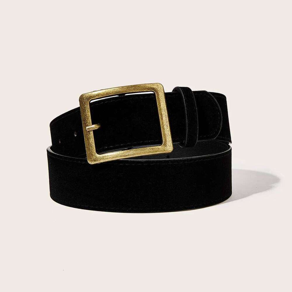 A unisex suede leather casual belt with a square buckle is suitable for daily wear Y260225