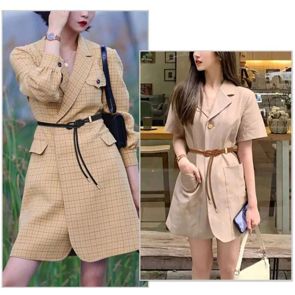Fashion Non-hole Knot Style Belts PU Leather Solid Color Thin Belt Lace-up Waist Strap Jeans Dress Y260225