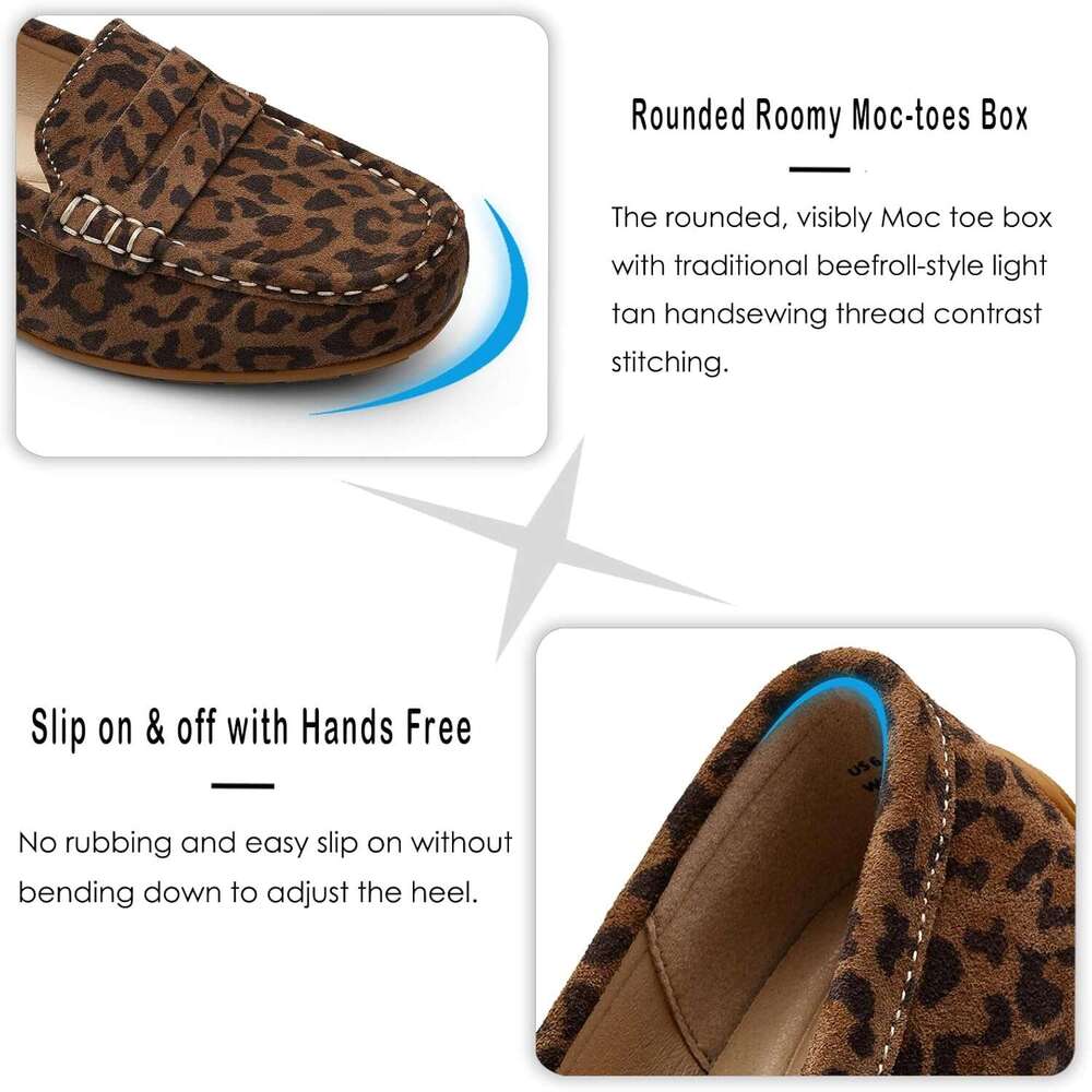 Comfortable Lightweight Suede Leather Loafers Slip Cute Casual Dress Work Office Flats Everyday Walkig Shoes For