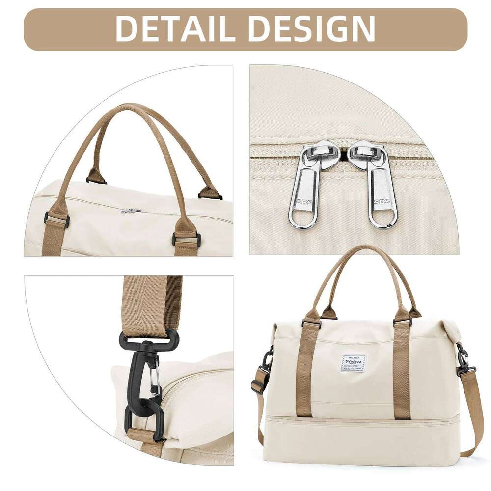 Women's Large Capacity Bag, Airplane Travebags Weekend Bag,Sports and Gym Backpack,Expandable Waterproof Travel Bag Khaki Y260225