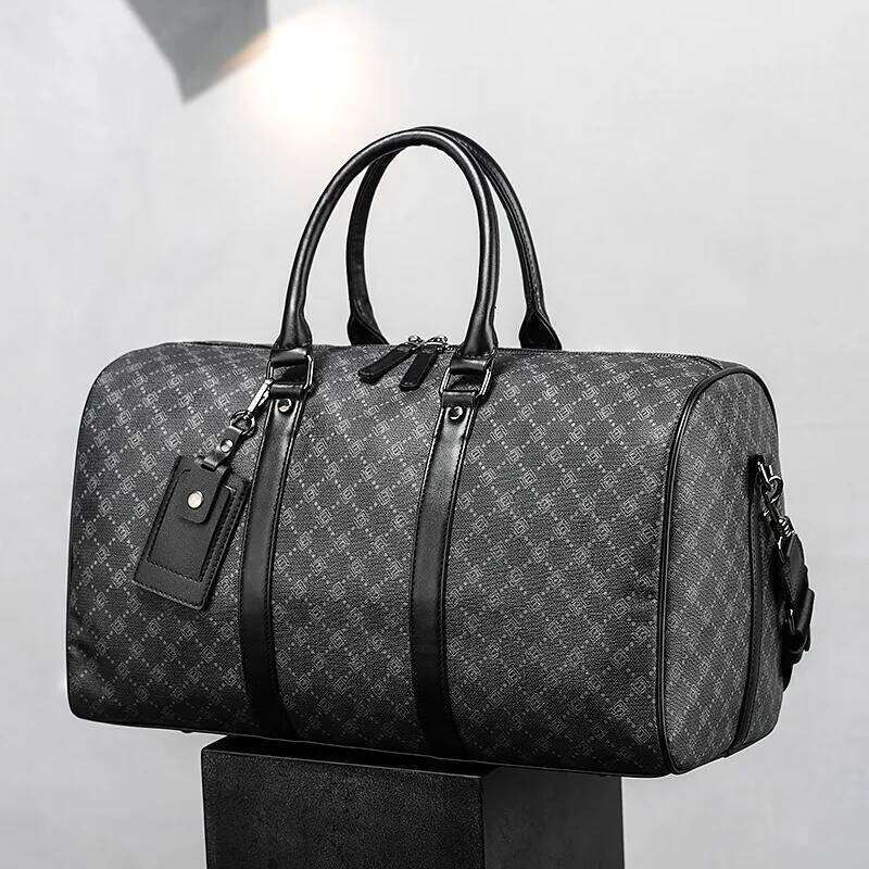 New Fashion Handbags Travel Totes Plaid Printed Business Trip Handbag For Men Large Capacity Crossbody Duffel Bags Y260225