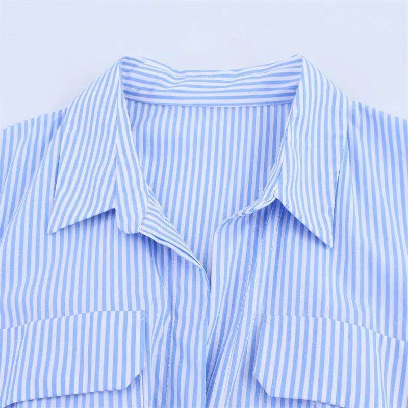 New Fashion Women's Long Dresses Short Sleeve Striped Shirt Casual Chic Loose Fit Comfortable Summer Y2k Clothes Daily Office XJ260225