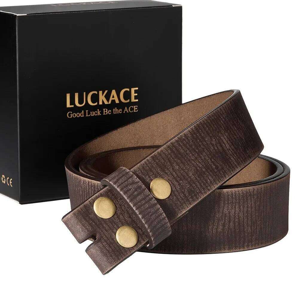 LUCKACE Design Retro Genuine Leather Cowhide Buckle Belts For Men Vintage Waistband Male Belt Accessory Gifts Y260225