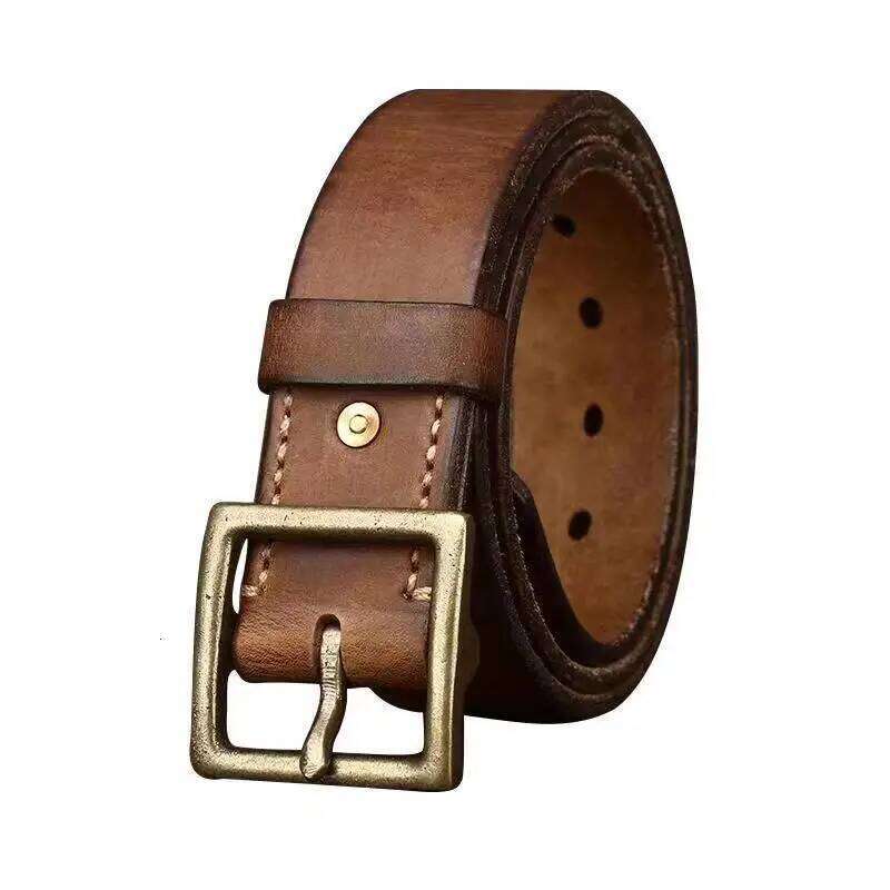 European American retro heavy industry washed made old, widened and thickened first layer cowhide belt, men's genuine Y260225