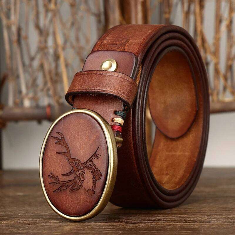 3.8CM Pure Cowhide High Quality Genuine Leather Belts for Men Brand Strap Male Brass Smooth Buckle Jeans Cowboy Cintos Luxury Y260225