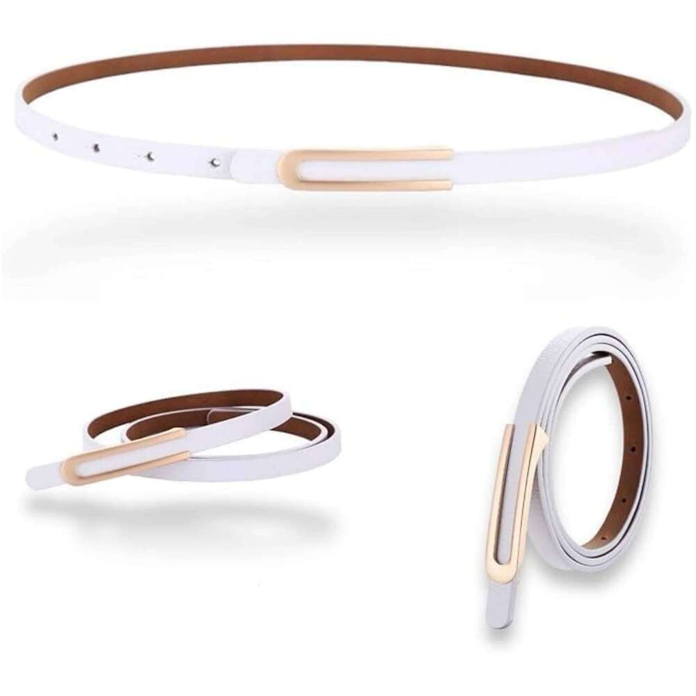 Women's Fashion Elegant Skinny Slim Genuine Leather Belts Waistband Thin Waist Belt With Gold Color Alloy Buckle Y260225