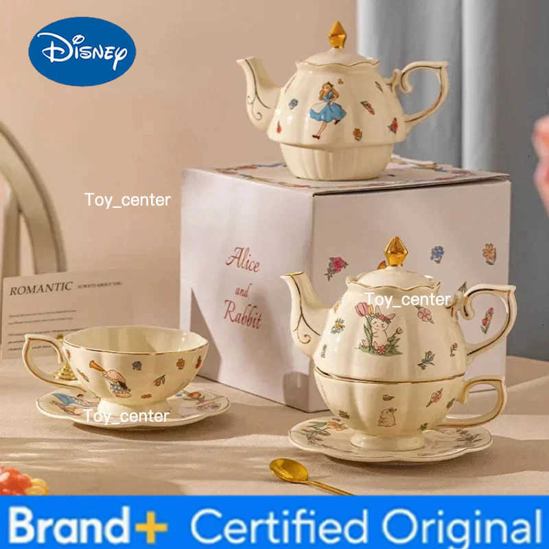 Luxury Ceramic Teapot Gift Box Cup and Pot Girl and Rabbit Ceramic Teapot Coffee Cup Dish Set Birthday Gift for Tea Lovers H260225