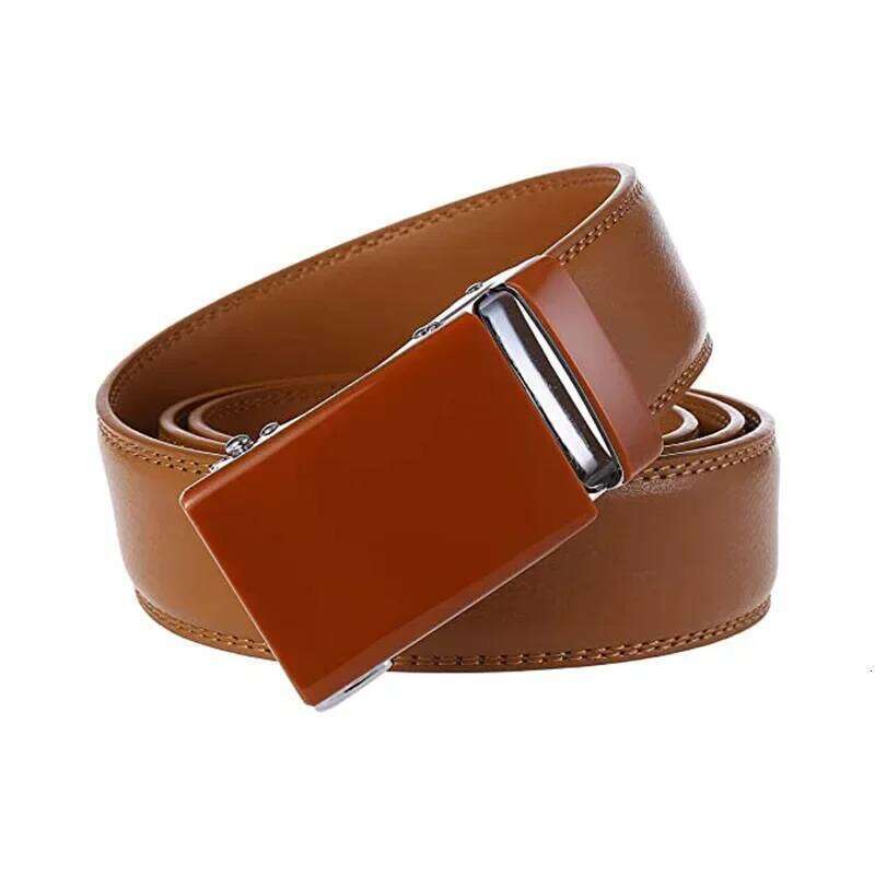 Red Men's Belt, Automatic Buckle Belts Khaki Blue White Cinturon Male Waistband, Size 100cm-125cm Available, 2025New Y260225