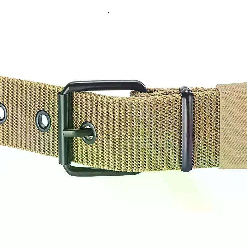Men's Porous Canvas Pin Buckle Leather Outdoor Sports Women's Trendy Eyelet With Jeans Belt For Men Women Y260225
