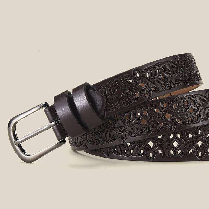 Fashion Retro Hollow Flower Needle Buckle Simple And Versatile Casual Pants Dress Belt Trendy Women's Banquet Gift Y260225