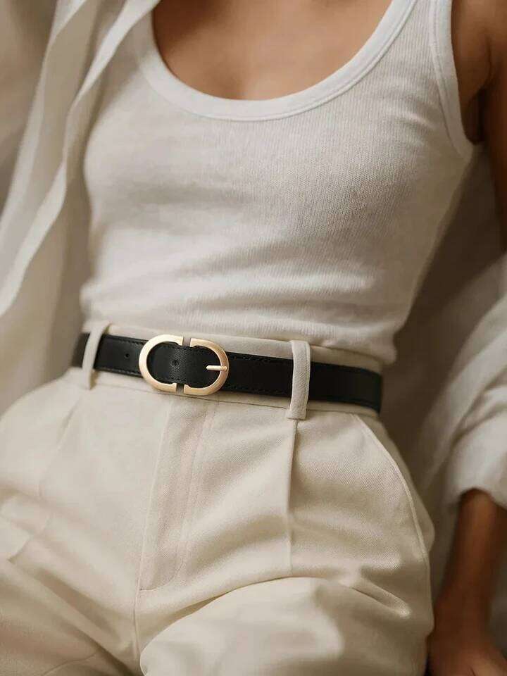 1pc New Women's belt fashion trend alloy needle buckle shape simple PU leather decorative waistband students daily casual wear Y260225