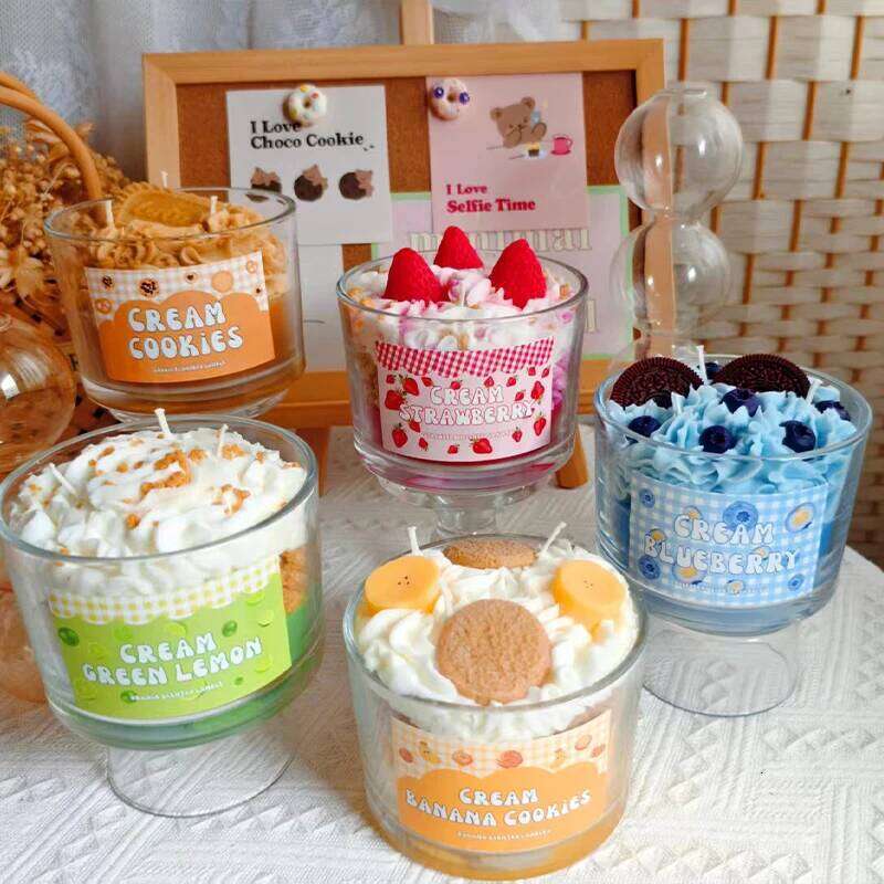 Handmade Fruit Cream Cup Scented Candle Set - Strawberry Blueberry Banana Fragrance Ornament Gift H260225
