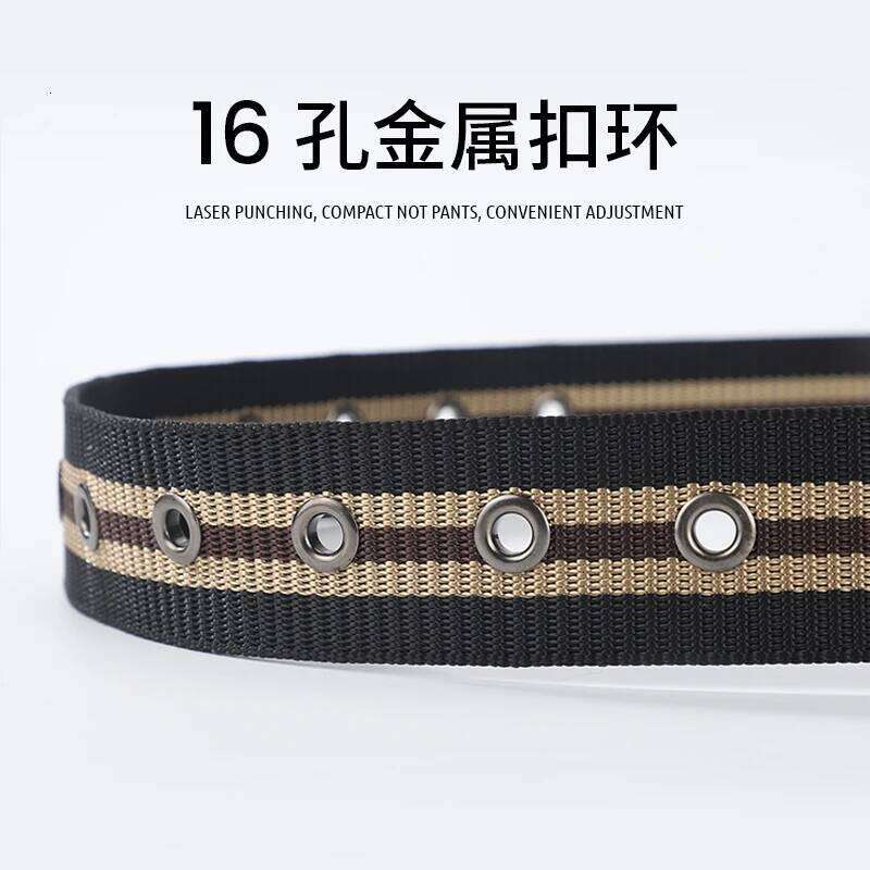 Men's long pin buckle canvas waistband young and middle-aged outdoor nylon braided casual tide belt Y260225