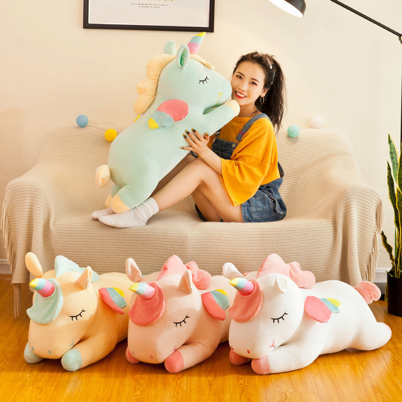 Stuffed Plush Animals Giant Soft toy unicorn Stuffed Silver Horn Unicorn High Quality Sleeping Pillow Animal Bed Decor Cushion Throw Pillow 230620