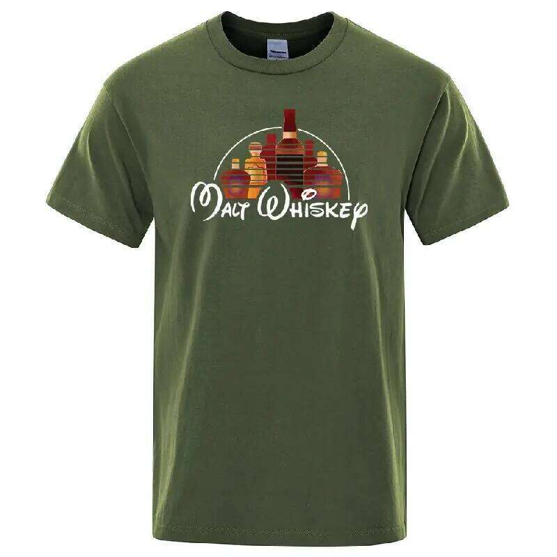 Men's Cotton Funny Malt Whiskey Print Summer Loose O-neck Cool T Shirt for Men Short Sleeve T-shirt Male Tee C260225