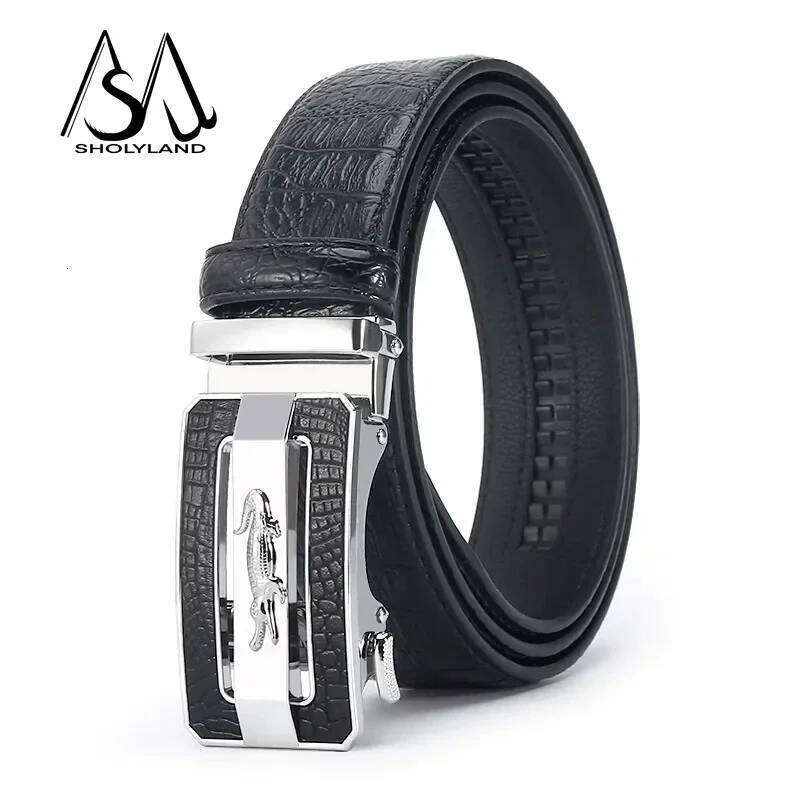 Fashionable Crocodile Alloy Buckle Versatile Durable Paired with Business Suit Pants and Men's Belt Y260225