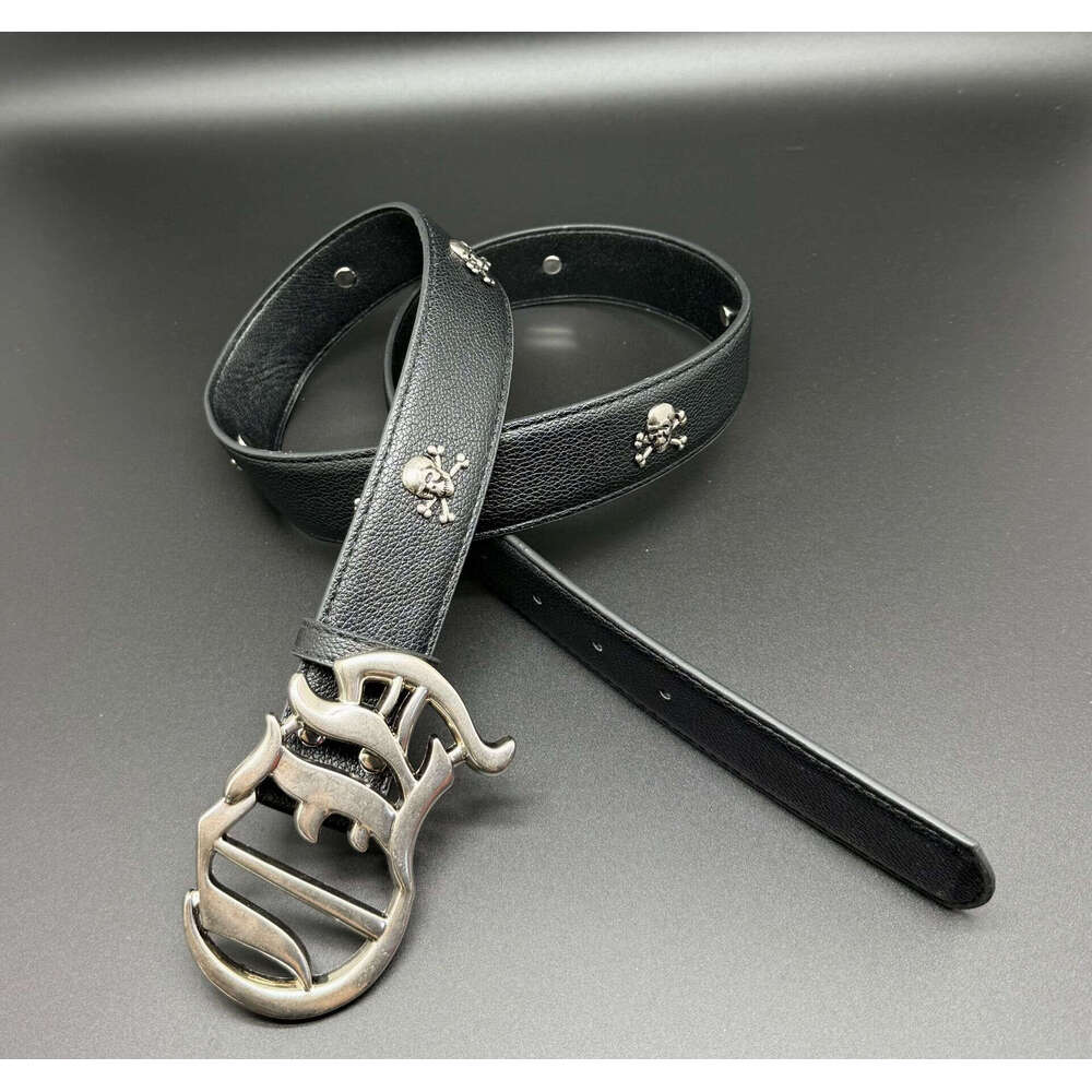 Metal Skull Cross Rivet Genuine Leather Cowboy Belt Genuine Leather Cowskin Men Belt Punk Rivet Jeans Belts For Men Ceinture
