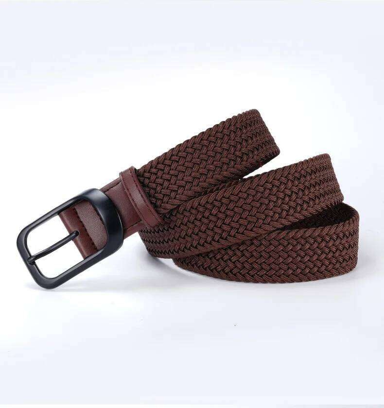 Unisex Elastic Stretch Non-Perforated Woven Canvas Korean Style Versatile Student Belt, Lightweight and Invisible Design Y260225