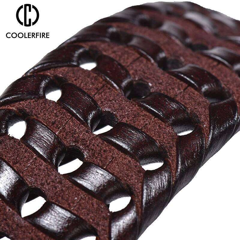 Genuine Leather Braided Webbing High Quality Hand Vintage Belts Men Gold Pin Buckle Casual for Jeans Strap HQ212 Y260225