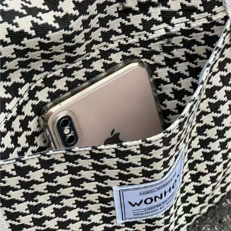 Fashion Houndstooth Handbag Women Lightweight Travel Large Capacity Shoulder Bags Ladies Versatile Classic Crossbody Luggage Bag Y260225