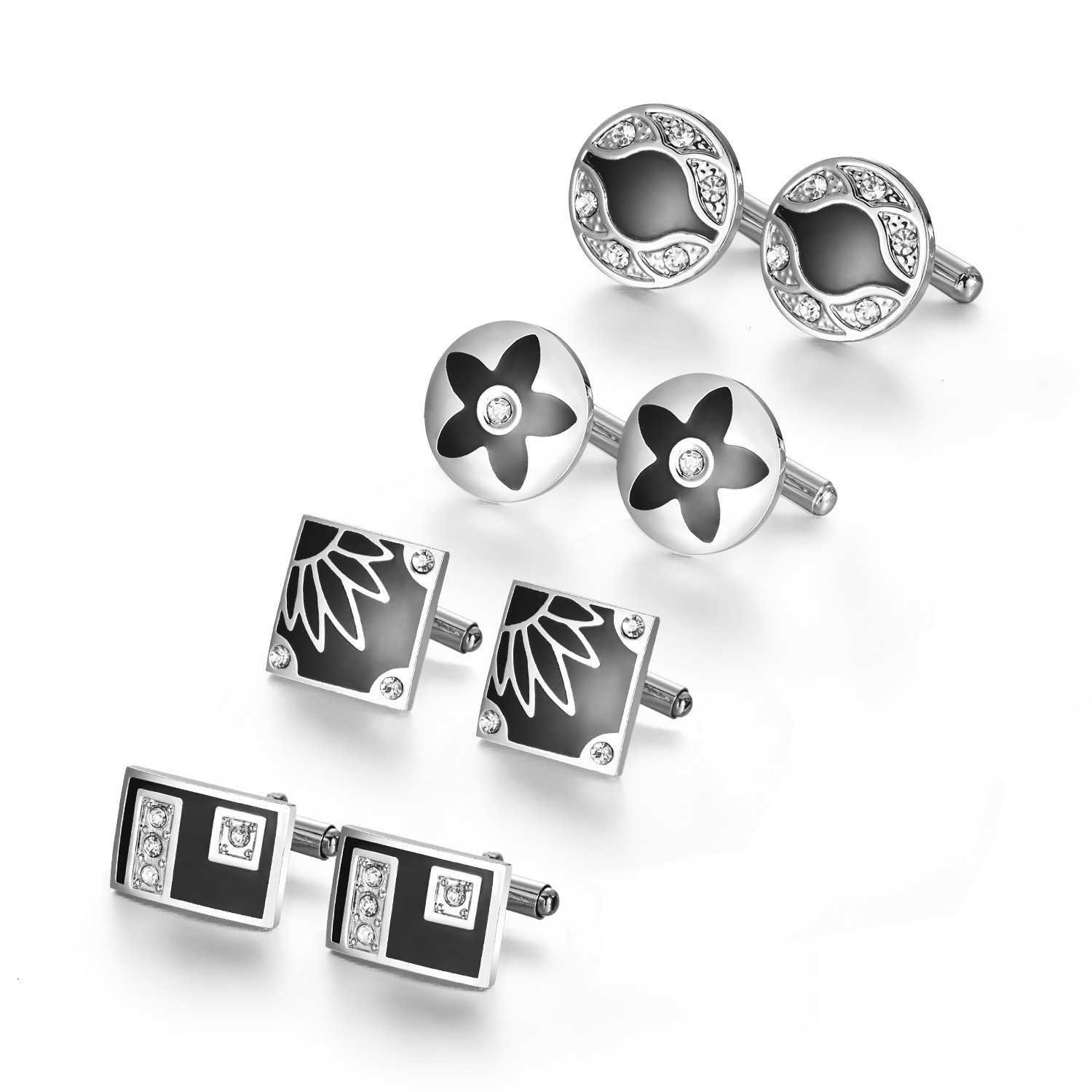 4 Pairs Cufflinks Set CuffLinks For Mens Wedding Souvenirs Groomsmen Gift Man Shirt Cufflink With Box Jewelry Tie Clips 250327