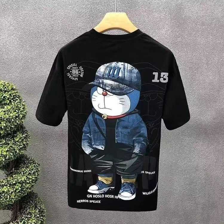 2026 New Design Dingtang Cat - Japanese Style Men's Summer Cartoon Short-sleeved T-shirt - Luxury Fashion Brand Trendy T-shirt, Men's Lightw