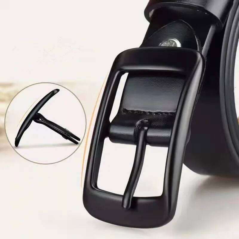 Belt versatile cowhide jeans belt, vintage genuine leather blet simple needle buckle ins belt for women's Y260225