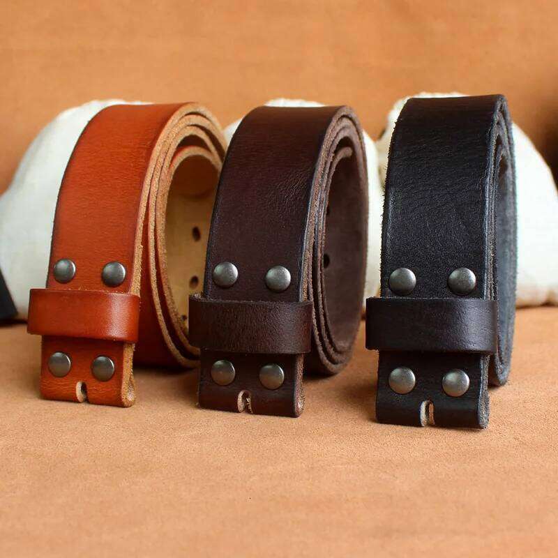Sogefimen Men's Without Buckle one piece Full Grain Leather Belts for Men Italian Vintage jeans Wide Belt 29''-42'' waist Y26