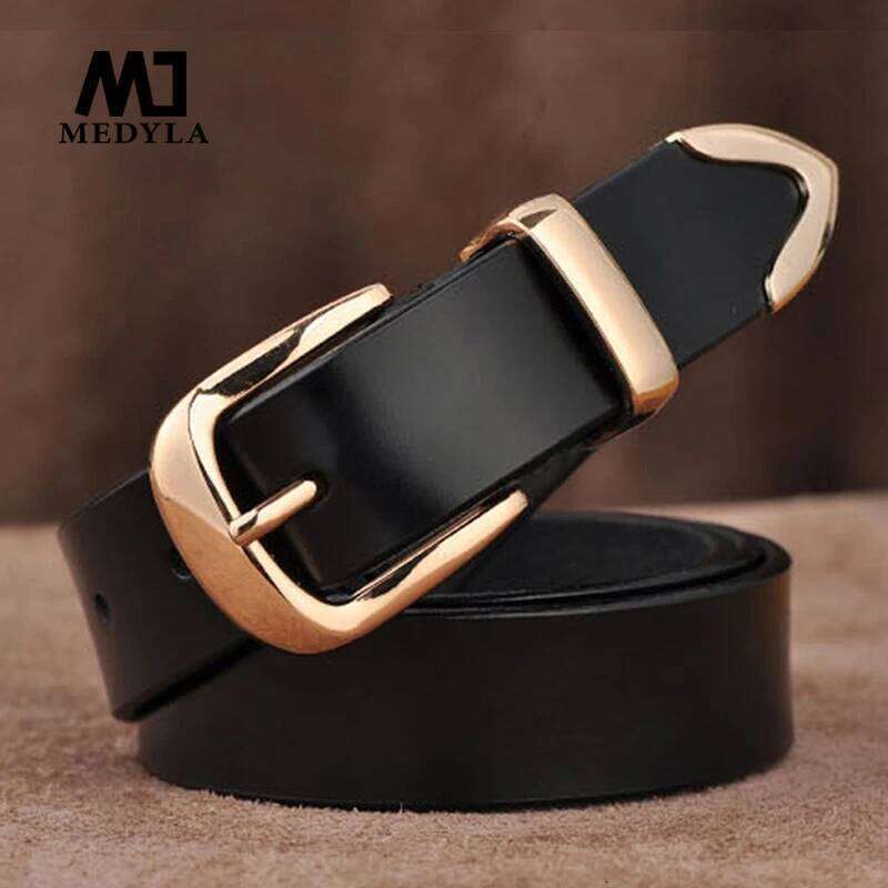 MEDYLA Women's Casual All Match Brief Genuine Leather Women Strap Pure Color Belts Top Quality Jeans Belt L27 Y260225