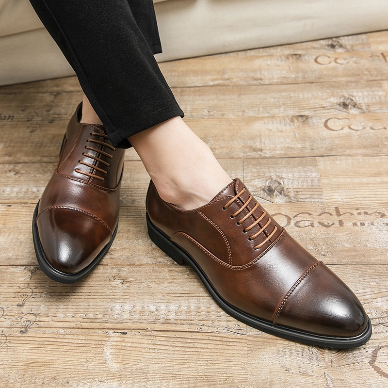 British Style Leather Shoes New Hairstylist Le Fu Shoes Office Social Casual Leather Shoes Men'S Wedding Shoes