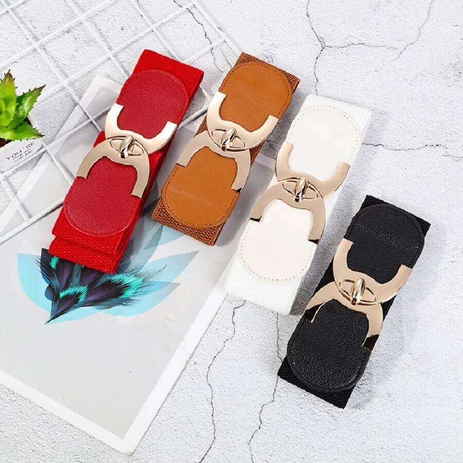 Fashion Female Coat Dress Decorated Stretch Waistband Elastic White Color Wide Corset Belt For Women Designer Waist Strap DT010 Y260225