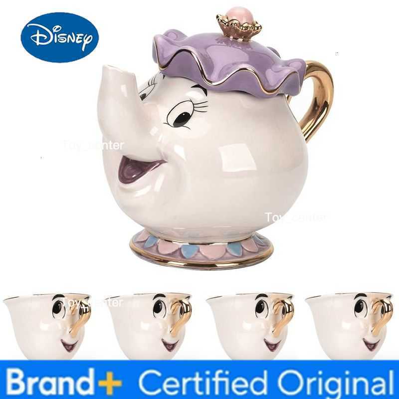 Cartoon New Beauty And The Beast Teapot Mug Mrs Potts Chip Tea Pot Cup One Set Lovely amp One Teapot and Four Chip Mug Tea Par H260225