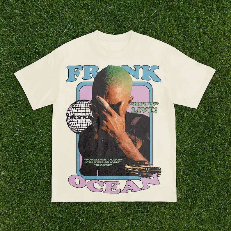 Rapper Frank Retro Graphic T Shirt Men's Hip Hop Ocean Album Clothing T-Shirts Y2k Unisex Blond Fashion Oversized Cotton T-shirt C260225