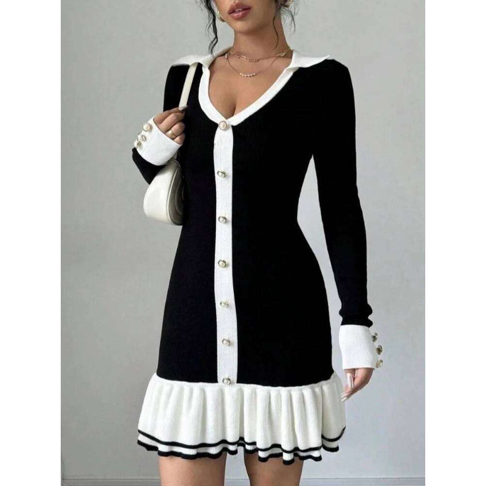 Trendix Elegant Knit Sweater Women High Waist Slim Long Sleeve Cardigan Dress Ladies Party Fashion Knitted Evening Dresses XJ260225