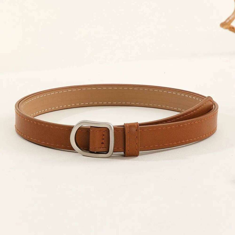 Lazy Casual Simple Perforated Women'S Paired With Jeans Men'S Pu Leather Belt Y260225