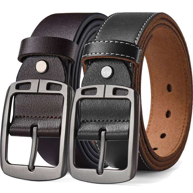 Male Pin Buckle Waistband Large Size 105-140 150 160 170cm Men's Genuine Leather Belts for Jeans Pants Perfect Father'S Day Gift Y260225