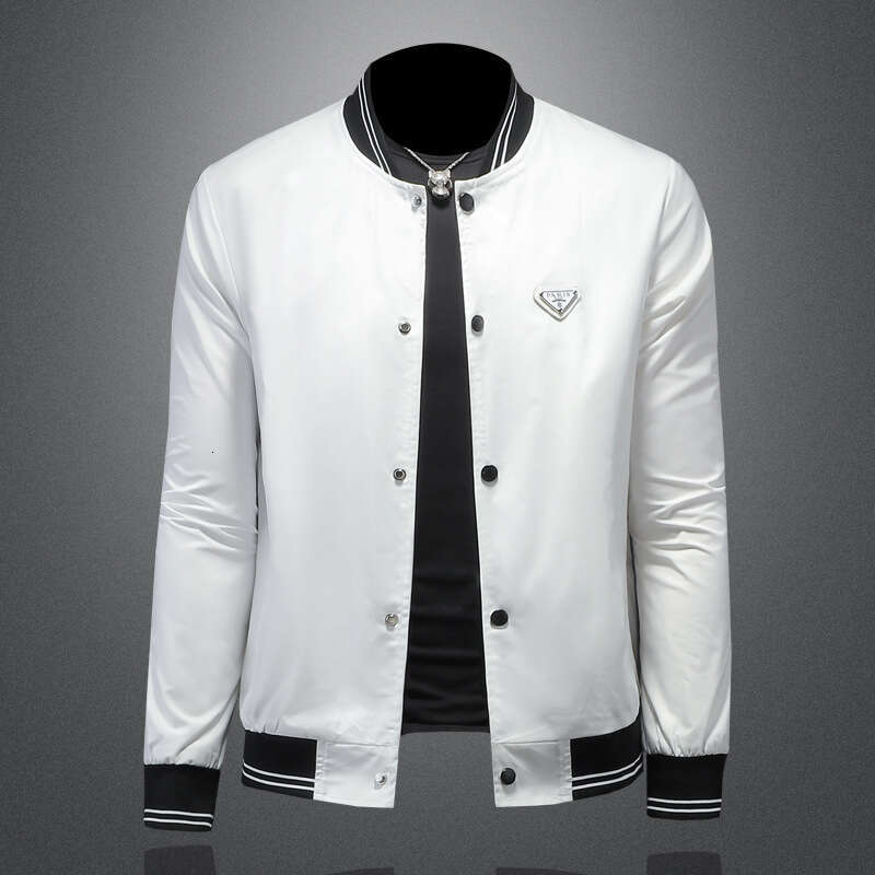 New Spring And Autumn Baseball Collar Jacket For Men, Versatile Casual Trendy Fashion Slim Fit Solid Color Coat Jk9073